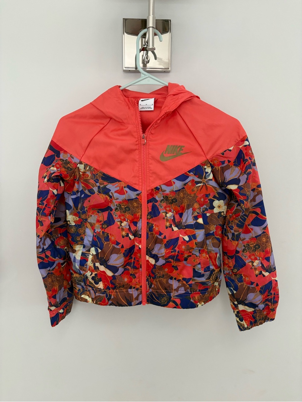 Nike Girls' Coral Floral Hooded Windbreaker Jacket